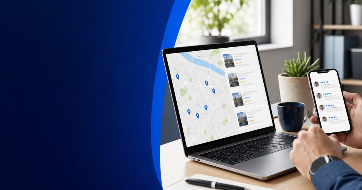 Business owner building an online presence with listings and reviews